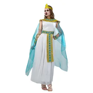 Traje Egípcio Funmular Mulheres Fantasia Vestido Adulto Traje Cleópatra para Halloween Cosplay