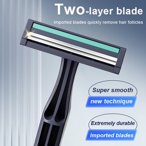 Max loại mới dao cạo của đôi lưỡi dao cạo dùng một lần Chất lượng cao với tay cầm cao su và lưỡi thép không gỉ cho nam giới cạo râu. - Product Image 3