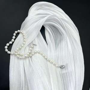 Stock de crêpe brillant scintillant tissu de mousseline de soie de polyester recyclé transparent plissé tulle <span class=keywords><strong>voile</strong></span> vêtement de mariage - Product Image 2