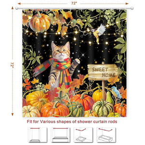 Juego de Cortinas de Baño de Tela de Poliéster Impermeable y Lavable a Máquina para Decoración del Hogar en Halloween, Navidad, Otoño y Todos los Días - Product Image 2