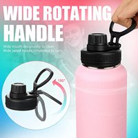 Bouteille d'eau de sport de 32oz Flacons d'eau isolés en acier inoxydable Cantine en métal à large bouche avec couvercle anti-fuite