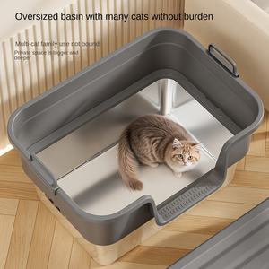 Totalmente fechado Oversized <span class=keywords><strong>Cat</strong></span> Litter Box Portátil Aço Inoxidável e Toalete de Plástico com Splash-Proof e Acessório à Prova de Urina - Product Image 4