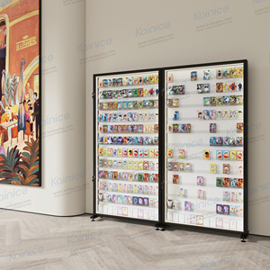 Kainice hai mặt khung gỗ Thẻ quà tặng hiển thị đứng sưu tập thẻ trò chơi Showcase LED chiếu sáng thẻ giao dịch hiển thị trường hợp - Product Image 5