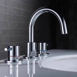 Basin Bathroom Sink Faucet 3 Hole Dual Handle Metered Ceramic Valve Core Modern Design <b>Deck</b> Mount - Product Image 4