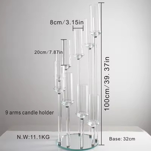 New Crystal Wedding Candle Holder 3/5/8/9 Arms Wedding Stand <b>Clear</b> Glass Candlestick for Wedding Centerpieces <b>Table</b> Decoration - Product Image 6
