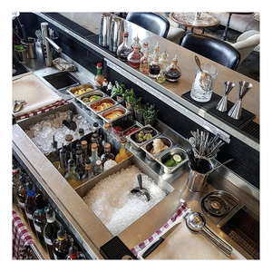 Station de bar à cocktails en acier inoxydable commercial, comptoir de travail personnalisé pour <span class=keywords><strong>barman</strong></span>, équipement de bar pour restaurant et hôtel - Product Image 5