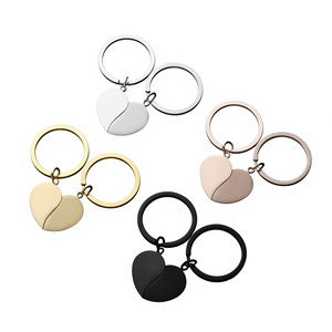 Porte-clés <span class=keywords><strong>mousqueton</strong></span> vierge en acier inoxydable, forme cœur puzzle, personnalisable avec logo gravé au laser, vente en gros - Product Image 1