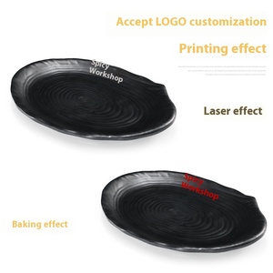 <span class=keywords><strong>Vaisselle</strong></span> commerciale moderne Assiette rectangulaire en mélamine noire en forme de <span class=keywords><strong>bateau</strong></span> Plat ovale pour barbecue Plastique - Product Image 5