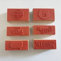 Tampons en bois pour la décoration de journaux, ensemble de tampons personnalisés en promotion, logo rétro en relief, tampon encreur carré en caoutchouc pour impression numérique DIY