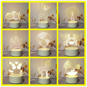 Đèn ngủ 3D <span class=keywords><strong>LED</strong></span> ảo ảnh, đèn bàn <span class=keywords><strong>LED</strong></span> acrylic 3D, quà tặng ngày lễ cho trẻ em, trang trí nhà cửa, tự làm tùy chỉnh, đế USB - Product Image 2