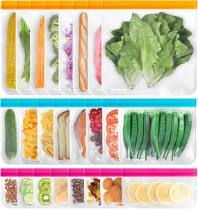 Reusable Food Storage Bags | BPA Free <b>Freezer</b> Bags (8 Gallon Bags + 8 Leakproof Sandwich Bags + 8 Food Grade Snack Bags) - Product Image 4