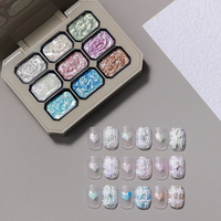 Logo personnalisé 9 Couleurs Fée Poudre Crème Vernis À Ongles Colle Diamant Poudre Gel Vernis À Ongles