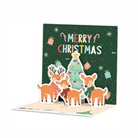 Kartu Ucapan Natal 3D Desain Beruang Kutub dan Pohon Natal Bahan Kertas-Kartu Pesan Hadiah Bisnis Malam Natal yang Kreatif