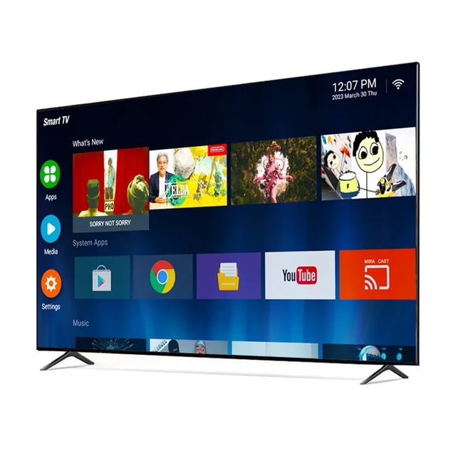 2026 4K LCD Smart TV 65-75 Inch Hotel TV with WiFi Android and Tempered Glass