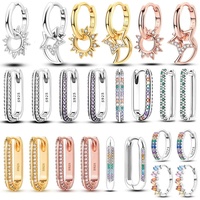 Boucles d'oreilles créoles en argent sterling 925 MULA originales, zircon, pierre naturelle, or rose, pour femmes, assorties à un mariage, cadeau pour femme, petite amie