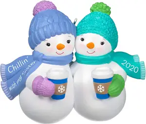 Ornement de noël en polyrésine, ornement suspendu avec mon sœur hommes de neige, décoration de noël, offre spéciale, 2020