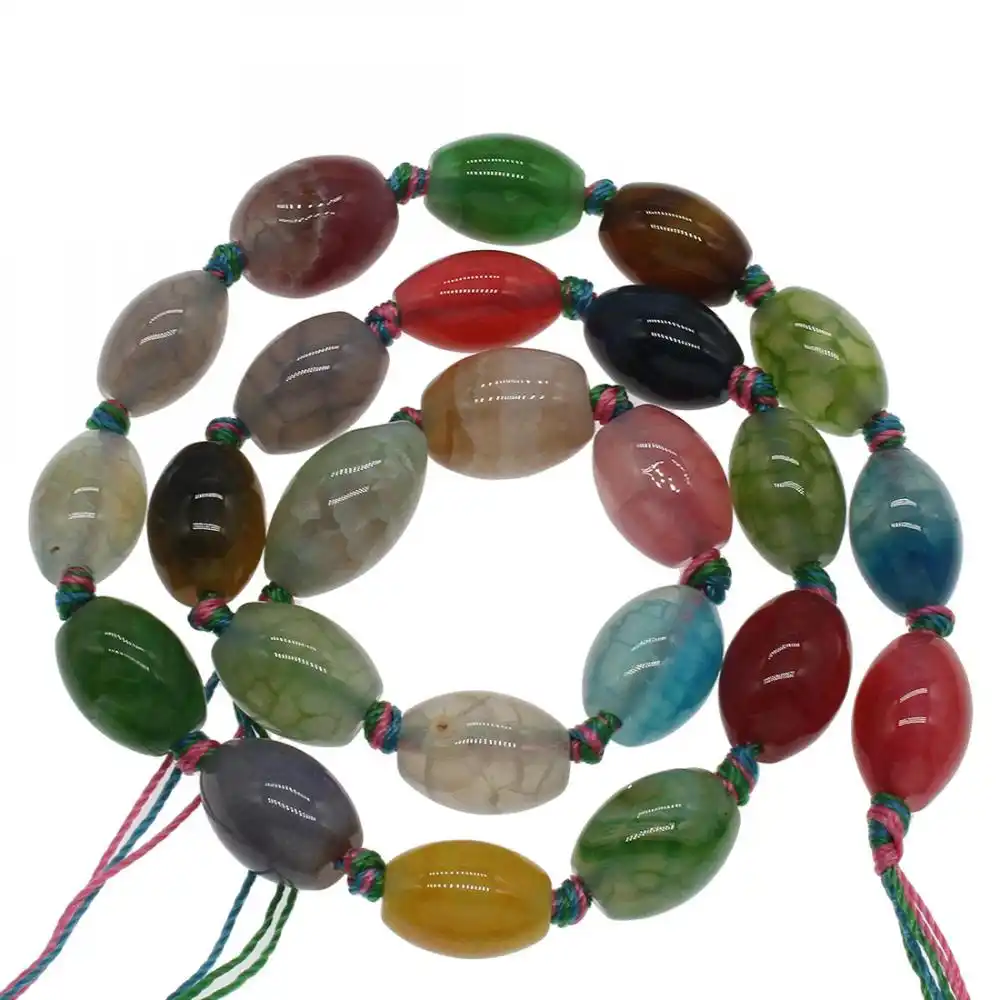 Perles ovales en Agate de Dragon, pierres naturelles multicolores, vente en gros, 13x1, 8mm/11x15mm, trou 2mm, 24 pièces/brin, 703484