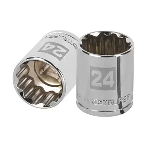 BOX 6 <b>24mm</b> <b>Socket</b>, 12 Points, 1/2" Drive, TRUPER - Product Image 1