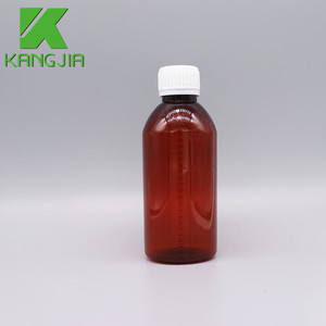 Botella de <span class=keywords><strong>jarabe</strong></span> <span class=keywords><strong>para</strong></span> <span class=keywords><strong>la</strong></span> <span class=keywords><strong>tos</strong></span> de 200 ml, PET, plástico, <span class=keywords><strong>para</strong></span> medicamentos, boca estrecha, transparente, marrón, con tapa de rosca. - Product Image 1