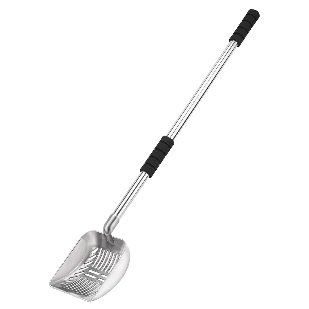 Stainless Steel Non-Stick Litter Sifter with Metal Cat Litter Shovel with Deep Shovel Long Handle Cat Litter Scoop