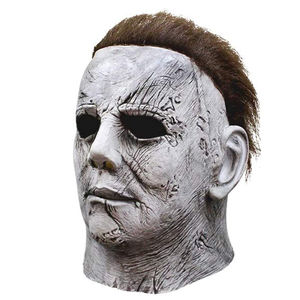 Masque intégral en latex drôle et amusant, peau pâle, fissures brunes, cheveux foncés désordonnés, texture réaliste et effrayante, doux et confortable pour fête d'Halloween - Product Image 4
