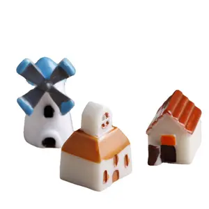 Micro Landscape Figure Mini Windmill Castle House Dolls Diy Cake Accessories Mini Resin Garden Ornaments Cute Home Decoration