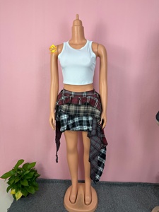 Gotische Punk Natuurlijke Casual Rokken voor Dames en Meisjes, met Stiksels, Onregelmatige Dubbele Kleur, Vintage, Sexy, Geplooide Rokken - Product Image 3