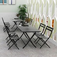 Meubles de jardin modernes de haute qualité pour l'extérieur, ensemble de 4/6 tables et chaises pliantes en métal, table et chaises de bistrot en acier coloré