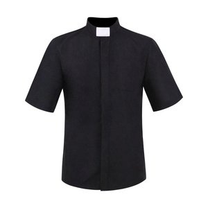 Chemise de clergé noire à manches longues pour homme, style décontracté d'été, col montant, taille XL, pour prêtres et prédicateurs de l'Église catholique - Product Image 3