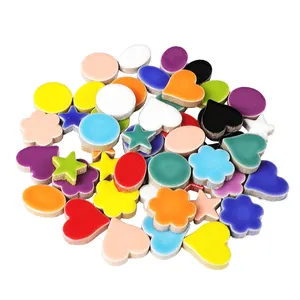 Mix Color Irregular Ceramic Mosaic Tiles Star Round Flower Ellipse Shaped DIY Making Stones for Craft Hobby Art Wall Decoration