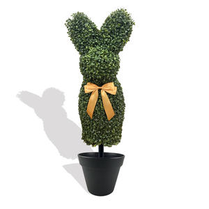 Ornement de jardin de 70 cm avec oreilles détachables, à enfouir dans le sol, arbre topiaire artificiel en forme de lapin de Pâques, plante topiaire en faux <span class=keywords><strong>buis</strong></span> pour cour - Product Image 5