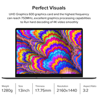 CHUWI — pc portable GemiBook avec écran de 13 pouces, ordinateur avec processeur Intel Celeron Quad Core, écran 2K, technologie IPS, processeur LPDDR4X, ram de 12 go, rom de 256 go, clavier rétroéclairé