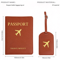 Personnalisable Vintage été voyage cadeau ensemble en cuir PU étanche passeport couverture et étiquette de bagage avec logo personnalisé
