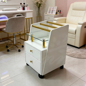 Carrello per Pedicure Moderno <span class=keywords><strong>di</strong></span> <span class=keywords><strong>Lusso</strong></span> con Ruote e Piano in Legno e Vetro, Novità 2026 - Product Image 5