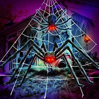 DAMAI Halloween Grande toile d'araignée en plastique avec LED intégrées, en forme de triangle, pour décoration de fête fantôme, étanche, pour usage intérieur, suspendue, à piles