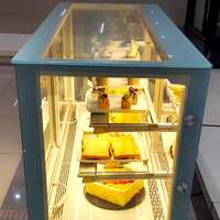 Vitrine Réfrigérée Commerciale Droite à Front Plat de Bonne Qualité pour Gâteaux, Refroidissement par Air, pour Pâtisserie et Comptoir de Café