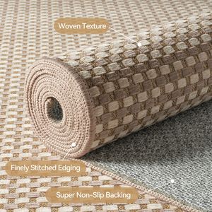 Tapis de couloir rectangulaire à motif treillis, antidérapant, en fibre de polyester, tapis de porte pour la maison - Product Image 2
