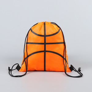 <b>Drawstring</b> <b>Backpack</b> Football Design Orange Unisex Portable Storage Bag for Kids Sports - Product Image 3