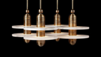 XZ americano español alabastro mármol Led interior Art Deco latón piedra techo alto tríada candelabro lámpara colgante