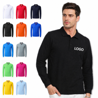 Camisetas Polo Personalizadas de Manga Larga para Hombre, 180GSM, Casuales, Fabricante OEM/ODM, Logotipo Personalizado, Venta al Por Mayor