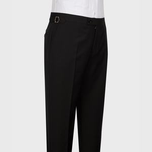 ชุดทักซิโด้ผู้ชายแบบกระดุมสองแถว สีดำแดง ปกแหลมประดับคริสตัล ชุดสูท 2 ชิ้น เสื้อสูทและกางเกง สำหรับโอกาสพิเศษ ไซส์พลัส - Product Image 6