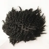 Gevlochten Mannen Haar Pruik Natuurlijke Toupet Afro Gevlochten Haar Eenheden # 1B Natuurlijke Zwarte Kleur Pu Haarstukken