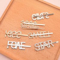 Barrettes en diamant strass pour petite fille, pinces à cheveux, lettre tendance, épingles à cheveux, accessoires,