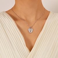 Collier en acier inoxydable avec strass, pendentif cœur en cuivre, bijou de mode simple, original, personnalisé et polyvalent