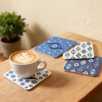 Sous-verres vierges en MDF carré avec dos en liège, pour sublimation et impression laminée au laser, sous-verres en bois pour sublimation, cadeau pour restaurant