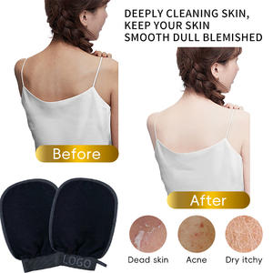 قفاز تقشير من ألياف الفسكوز الأرجواني الناعم بشعار مخصص للاستحمام ، مادة إسفنجية مصنوعة من الجلد الميت الجاف - Product Image 2