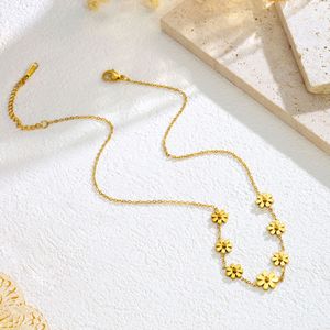 18K PVD Gold Stainless Steel Summer Floral Daisy Necklace <b>Bracelet</b> Set | Waterproof Hypoallergenic <b>Matching</b> Flower Jewelry - Product Image 6