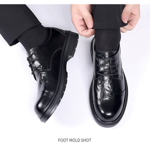 Zapatos de Vestir de Cuero para Hombre Hechos a Medida, Transpirables, con Cordones, Diseño Cuadrado Derby, para Bodas, Fiestas, Oficina, Diseño Plano, Verano, Primavera - Product Image 6