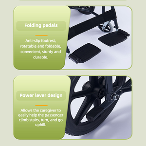 Sedia a rotelle manuale pieghevole portatile leggera in acciaio al carbonio con struttura compatta sedia a rotelle da viaggio per anziani e pazienti - Product Image 6