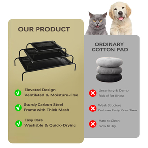 Langlebiges Erhöhtes Faltbares Atmungsaktives Netzgewebe Edelstahl Rechteckiges Haustierbett für Hunde Katzen Abnehmbar Waschbar Karton - Product Image 4